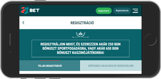 22bet mobil regisztráció