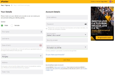 A Betfair regisztráció nagyon egyszerű, és csak néhány lépést vesz igénybe