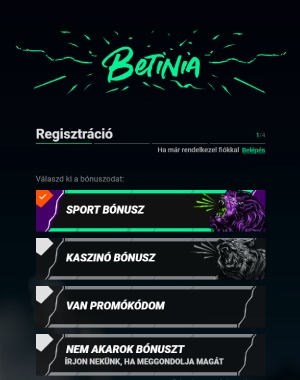 Betinia regisztráció